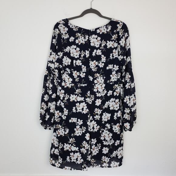 Entro Dress Floral Flowy Boho Cottagecore Spring Summer Folksy Blue White - Picture 5 of 13